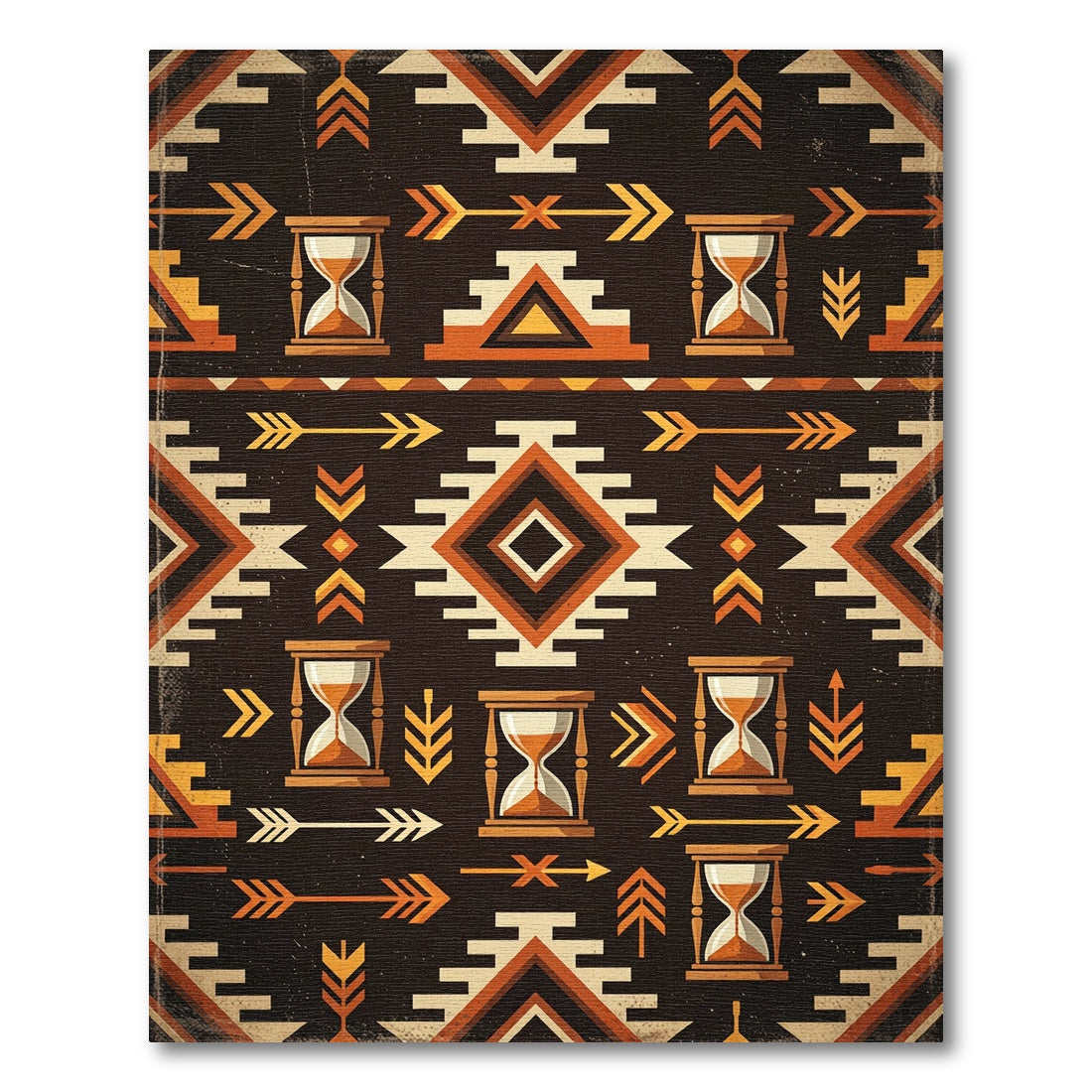 Earthy Geometric Southwest Hourglass Arrow Rug