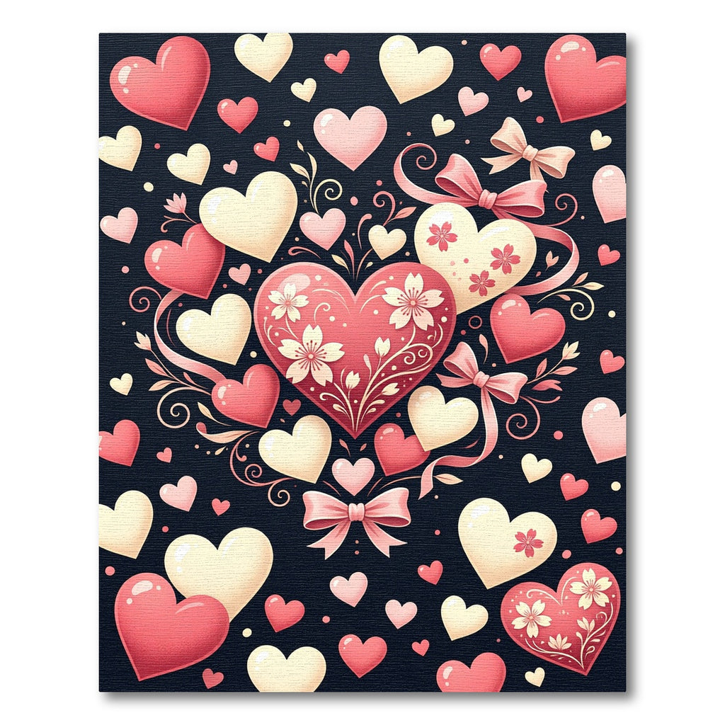 Pink Cream Heart Floral Bow Rug