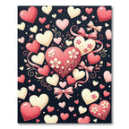 Pink Cream Heart Floral Bow Rug