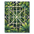 Lush Green Tropical Foliage Trellis Rug