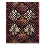 Ornate Crimson Gold Geometric Quatrefoil Rug