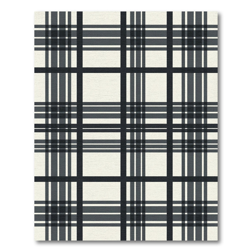 Classic Tartan Checkered Black Ivory Rug