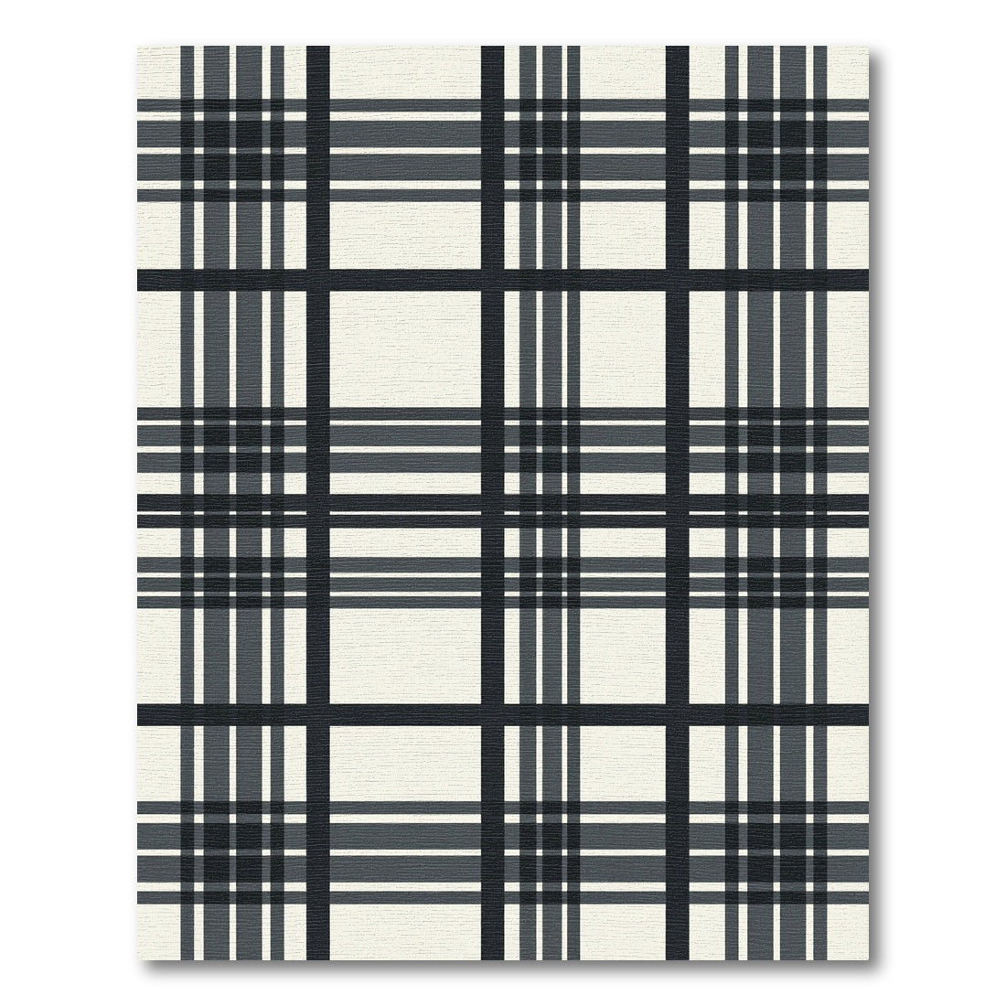 Classic Tartan Checkered Black Ivory Rug