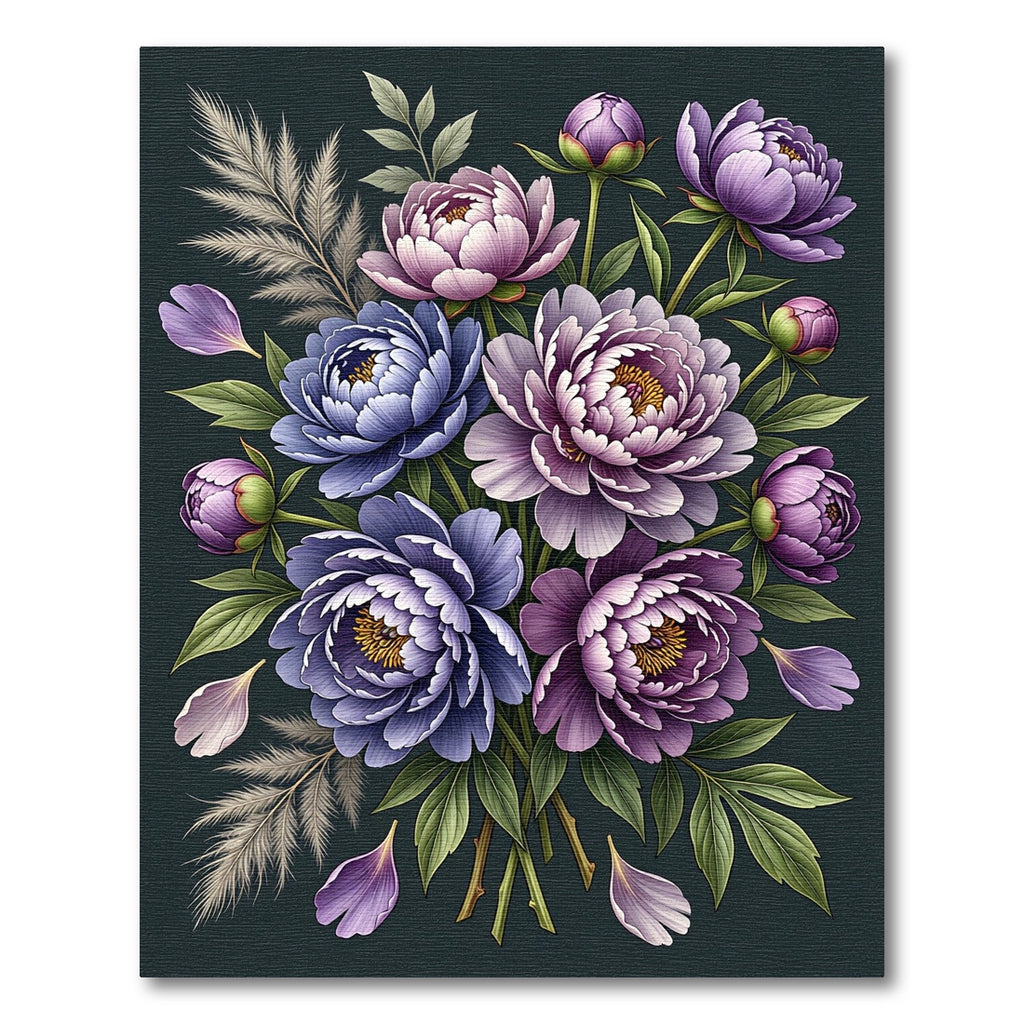 Elegant Purple Peony Floral Bouquet Rug
