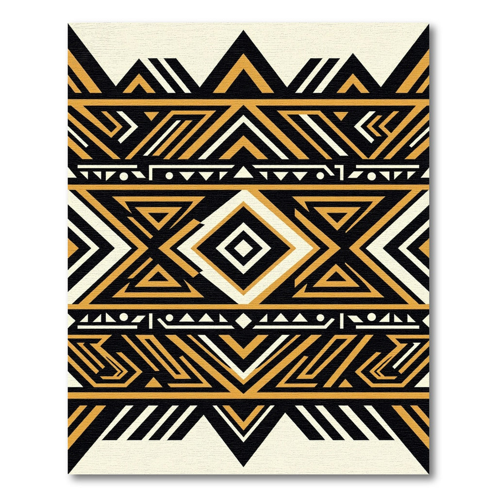 Bold Tribal Geometric Ochre Rug