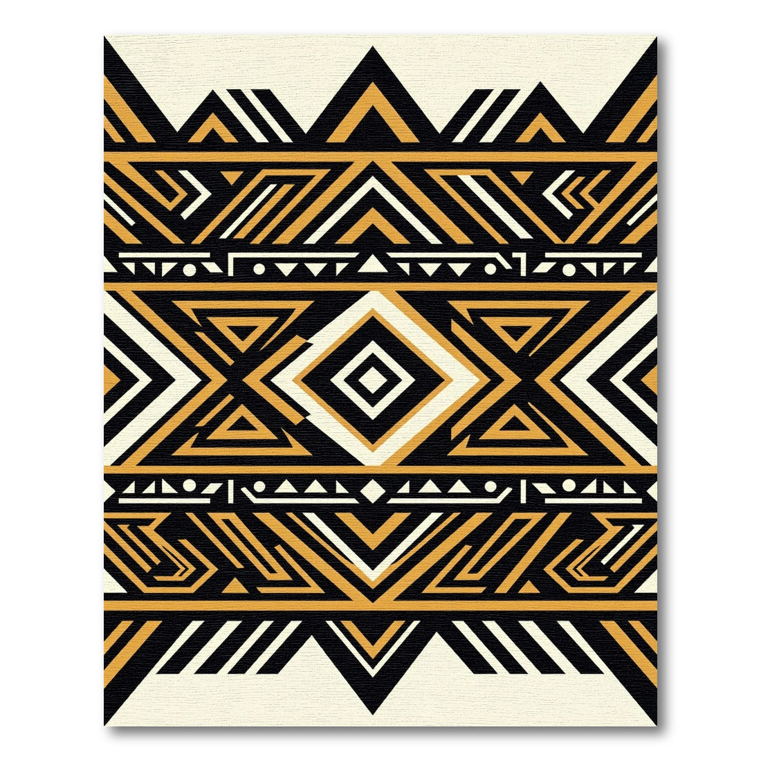 Bold Tribal Geometric Ochre Rug