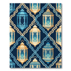 Golden Blue Lantern Arabesque Rug
