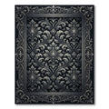 Dark Gray Ornate Scrollwork Medallion Rug