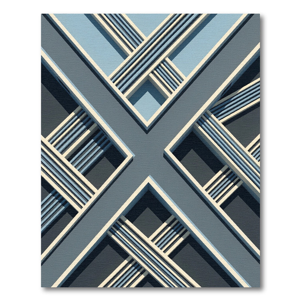 Modern Geometric Blue Cross Linear Rug