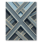 Modern Geometric Blue Cross Linear Rug
