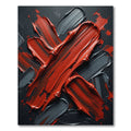 Bold Crimson Black Abstract Brushstroke Rug