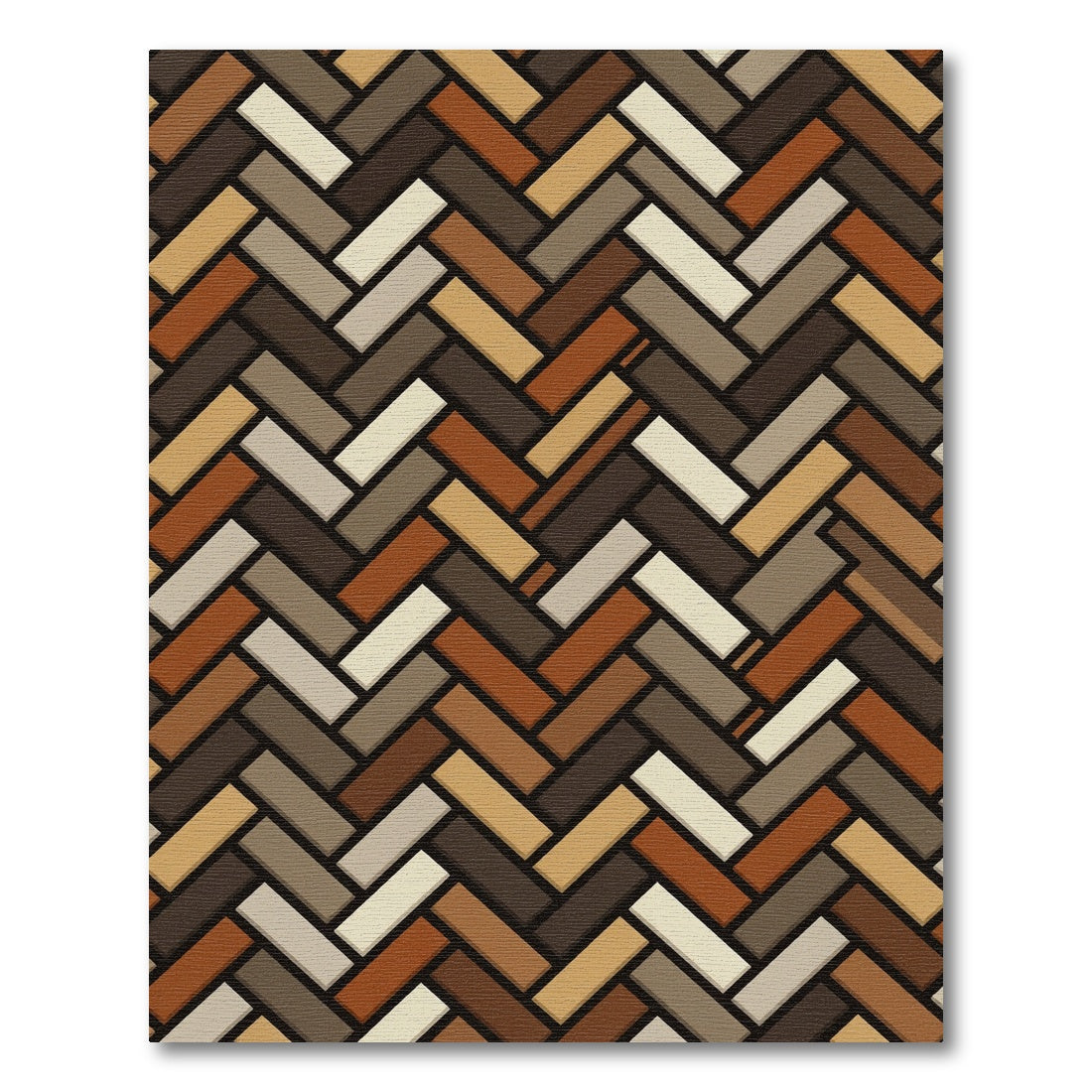 Earthy Tone Herringbone Texture Rug