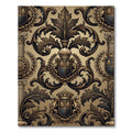 Ornate Gold Black Crest Flourish Rug