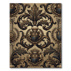 Ornate Gold Black Crest Flourish Rug