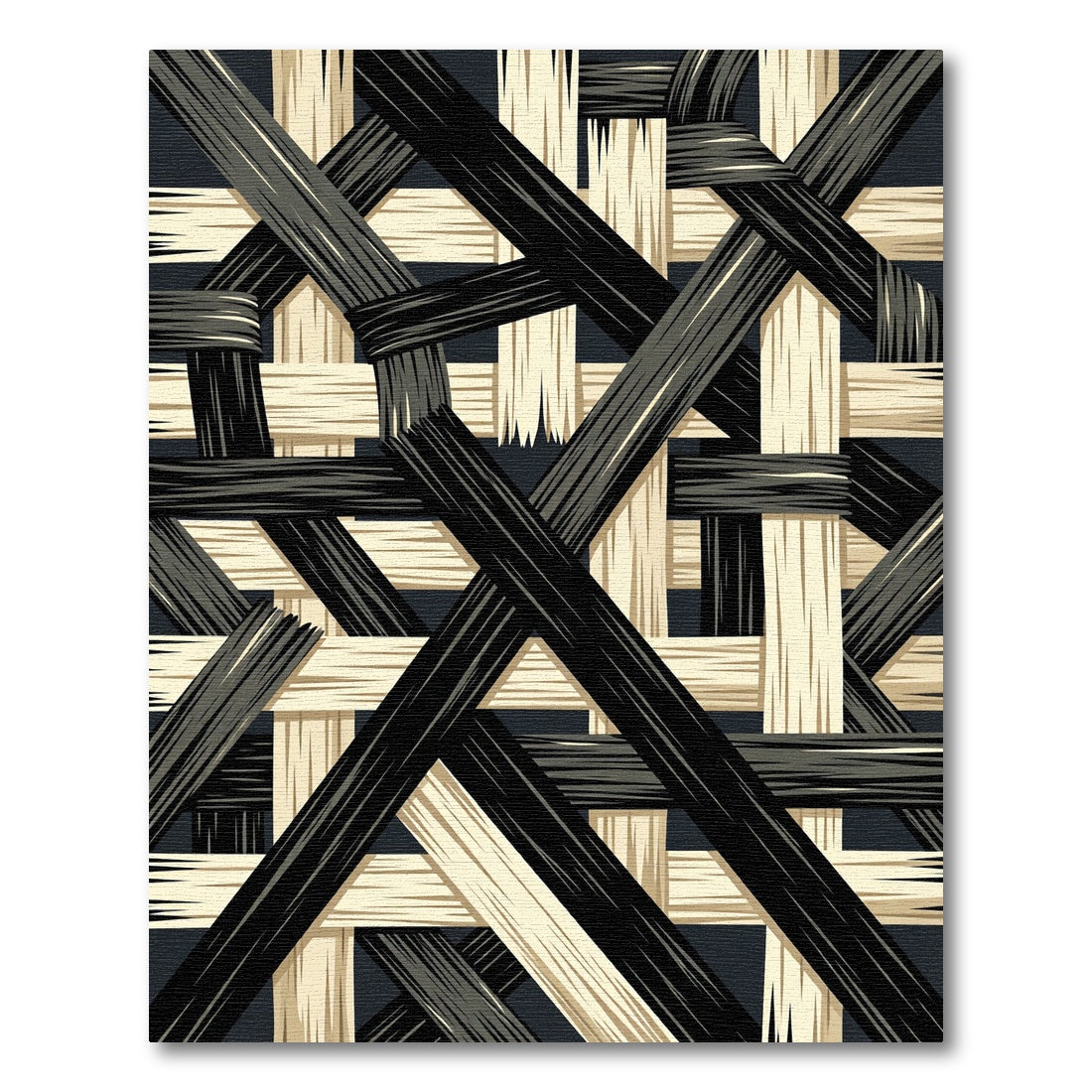 Monochrome Woven Wood Texture Rug