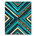 Bold Teal Chevron Geometric Accent Rug