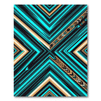 Bold Teal Chevron Geometric Accent Rug