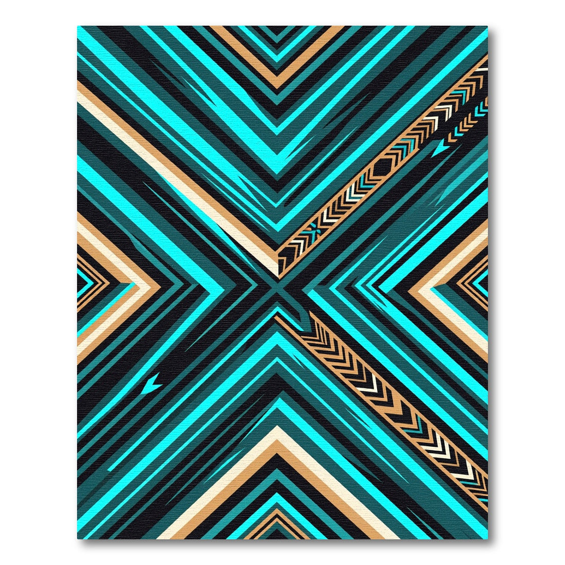 Bold Teal Chevron Geometric Accent Rug