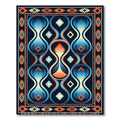 Abstract Hourglass Blue Orange Border Rug