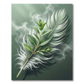 Earthy Green Feathered Branch Rug