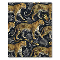 Gold Leopard on Dark Tropical Foliage Rug