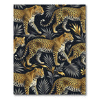 Gold Leopard on Dark Tropical Foliage Rug