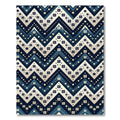 Nordic Indigo Chevron Snowflake Geometric Rug