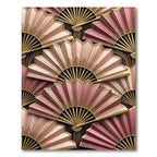 Art Deco Pink Golden Fan Composition Rug