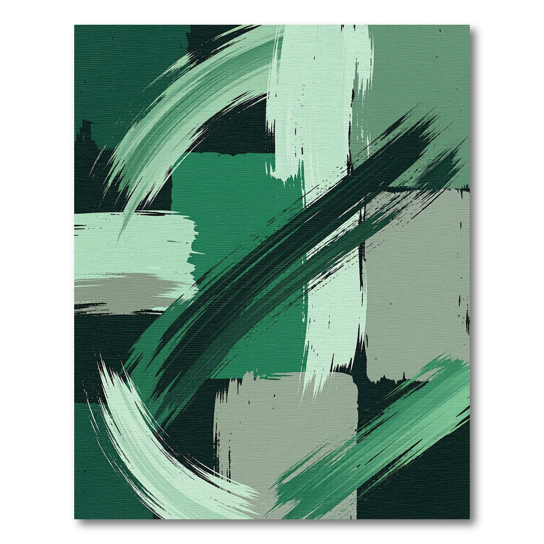 Emerald Green Abstract Brushstrokes Rug