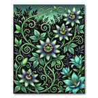 Lush Botanical Passion Flower Vine Rug