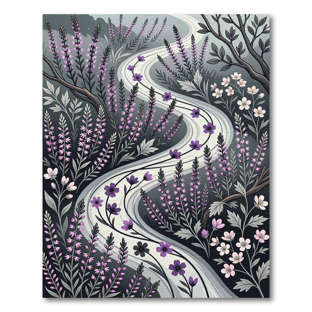 Purple Wildflower Flowing Stream Rug
