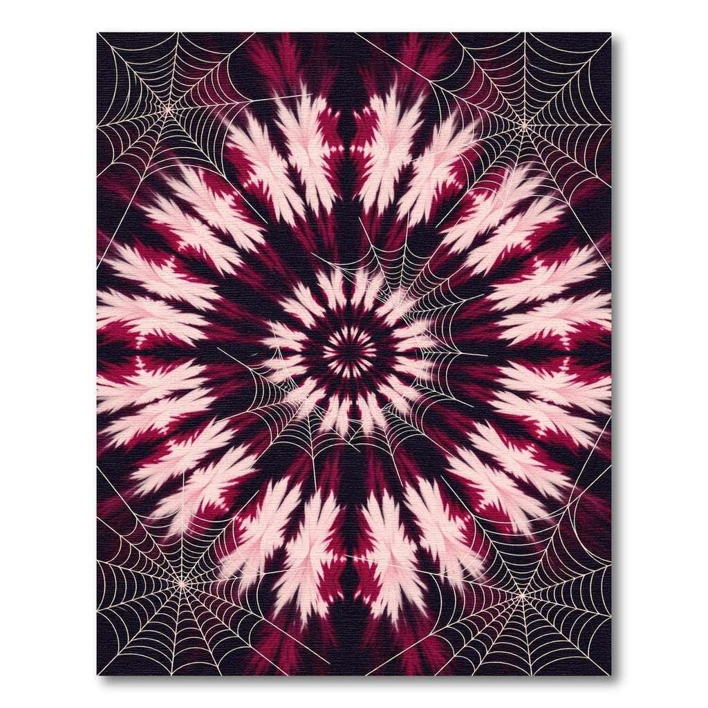 Crimson White Spiderweb Mandala Rug