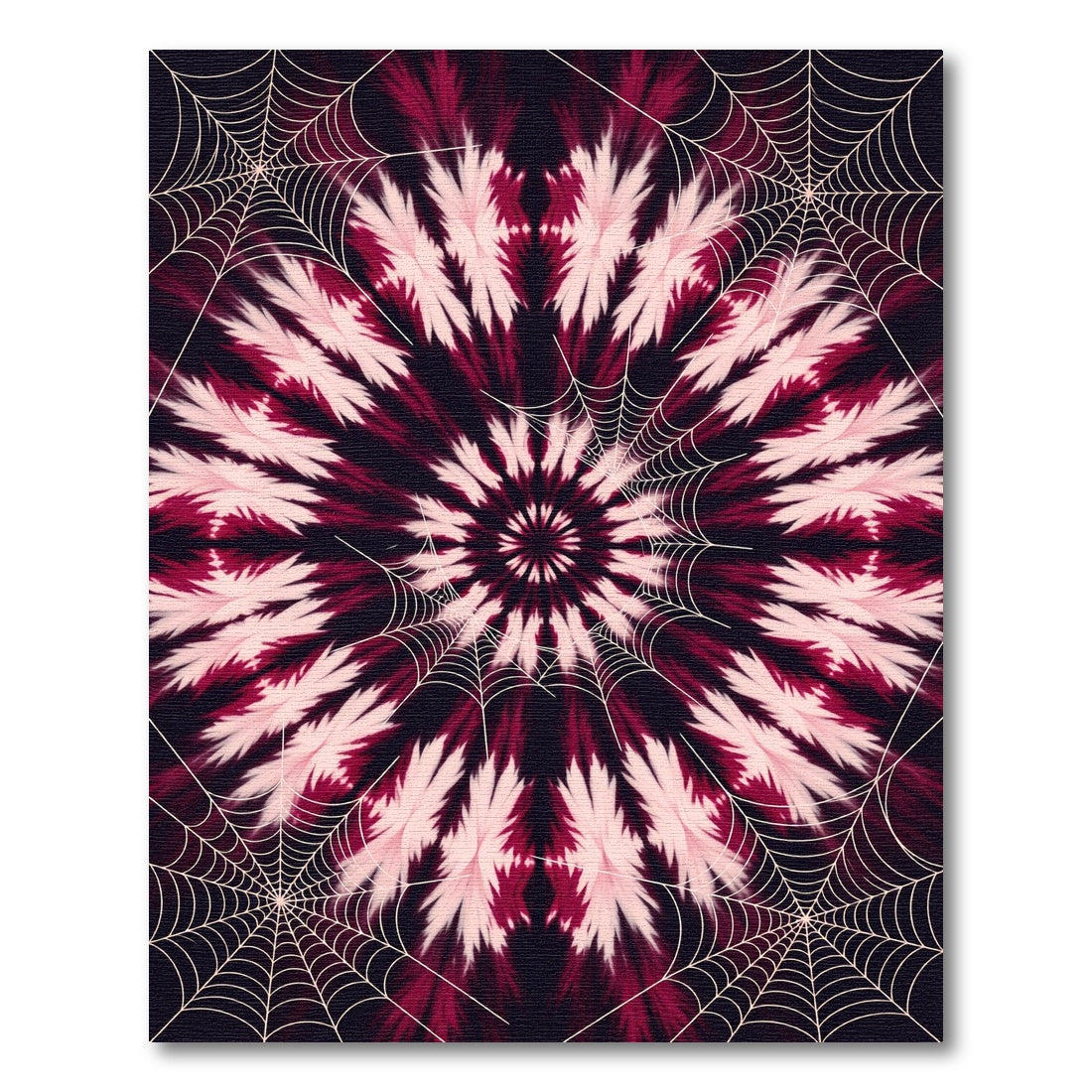 Crimson White Spiderweb Mandala Rug