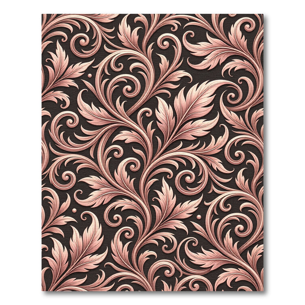 Rose Gold Baroque Floral Vines Rug