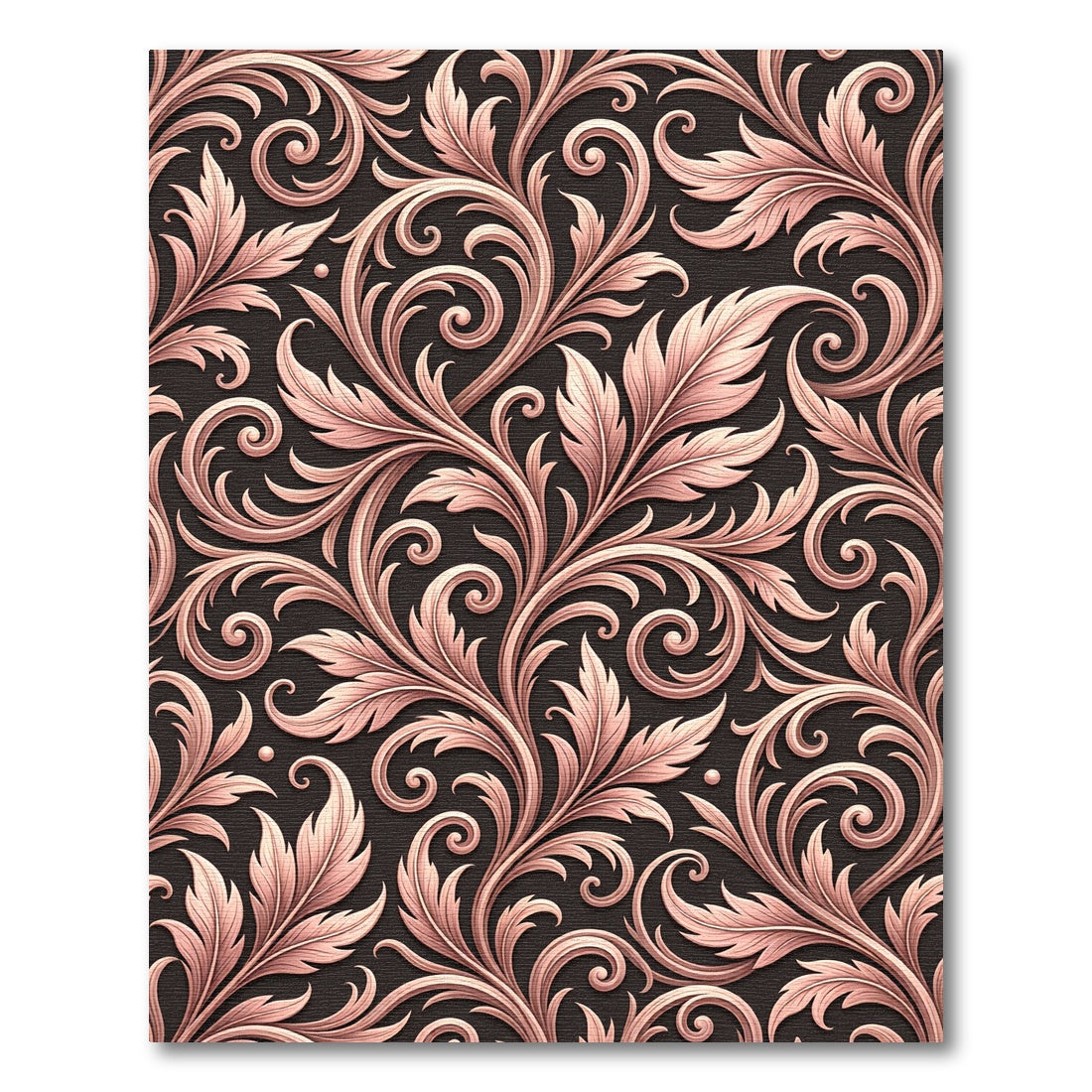 Rose Gold Baroque Floral Vines Rug