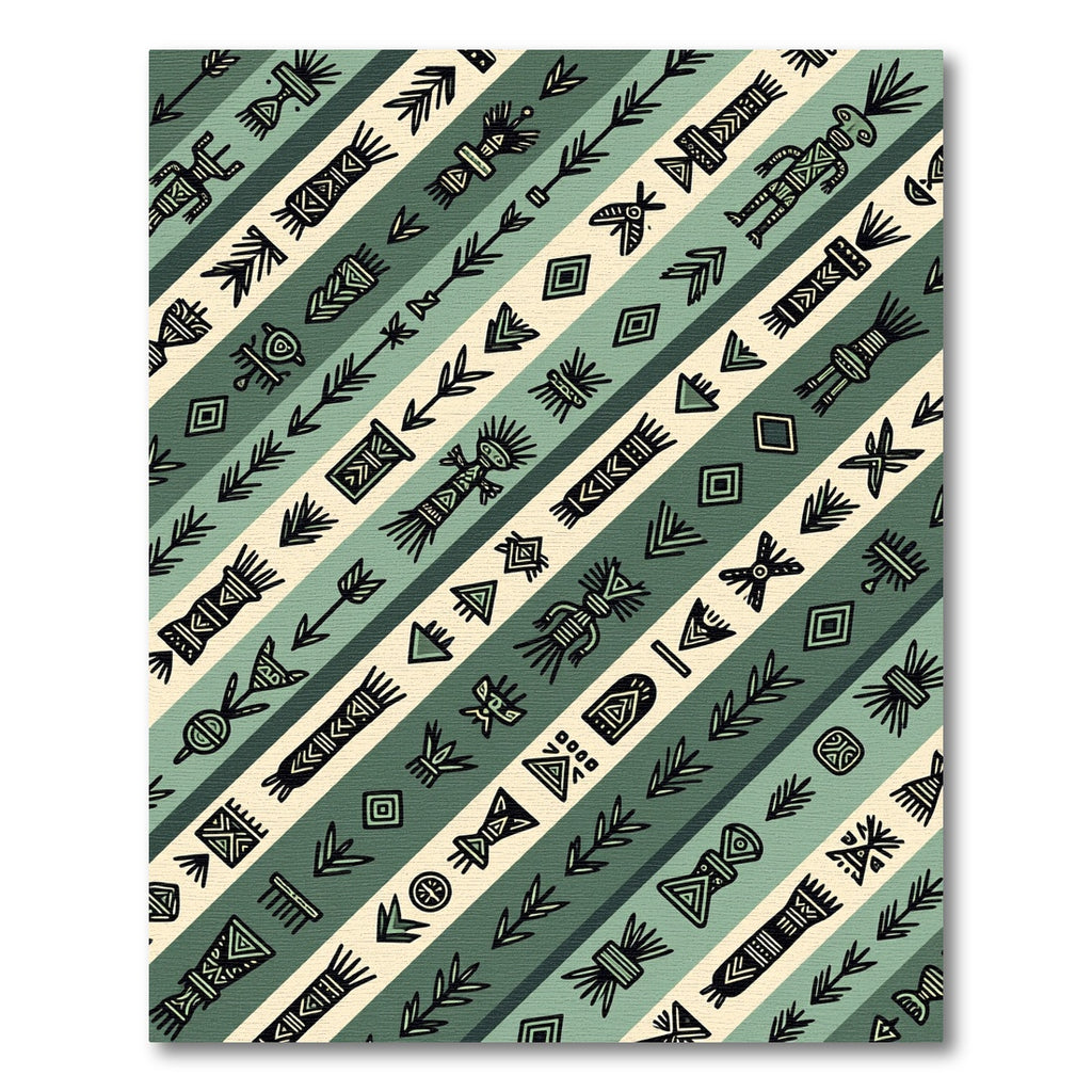 Sage Green Earthy Tribal Geo Stripe Rug