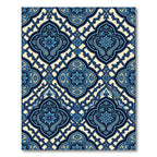 Blue Floral Damask Paisley Medallion Rug