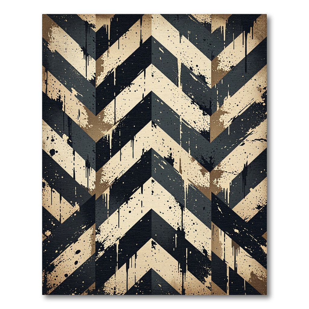 Distressed Monochrome Chevron Geometric Rug