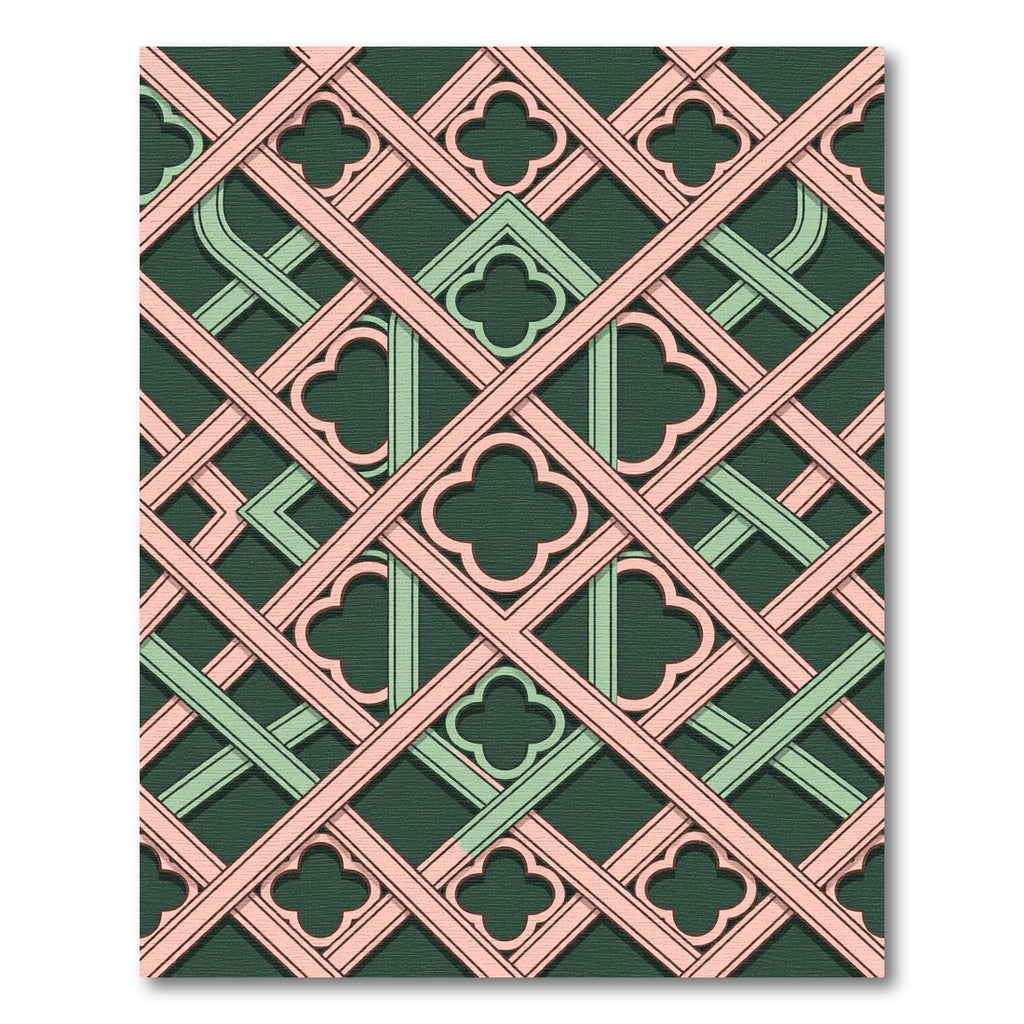 Sage and Rose Trellis Clover Lattice Rug