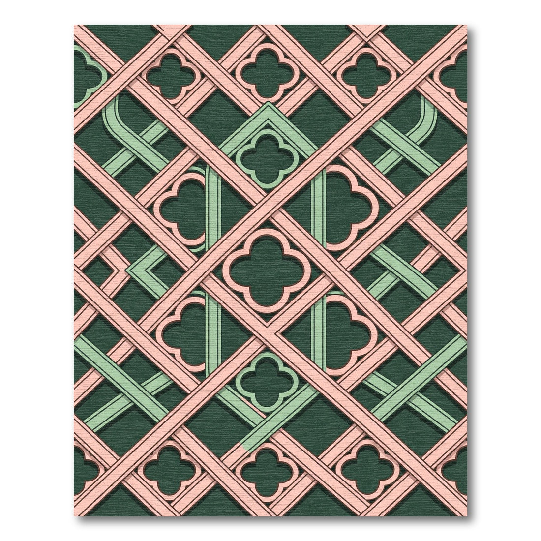 Sage and Rose Trellis Clover Lattice Rug