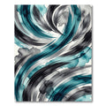 Teal Black Feathered Swirls Rug