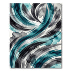 Teal Black Feathered Swirls Rug