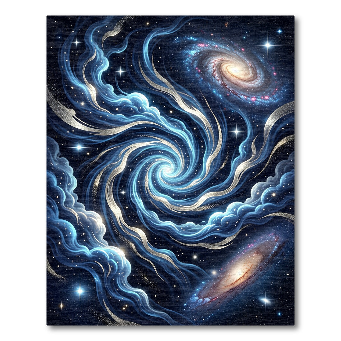 Celestial Blue Galactic Spiral Nebula Rug