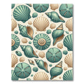 Coastal Teal And Tan Seashell Collage Rug