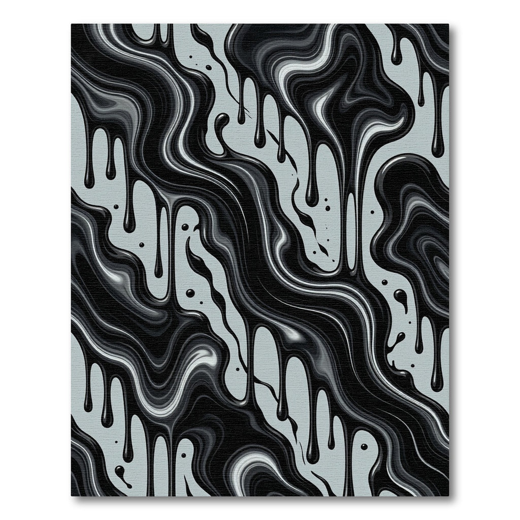 Black Flowing Drip Abstract Liquid Rug