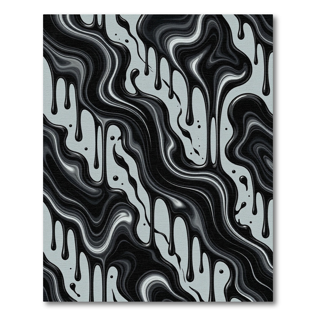 Black Flowing Drip Abstract Liquid Rug