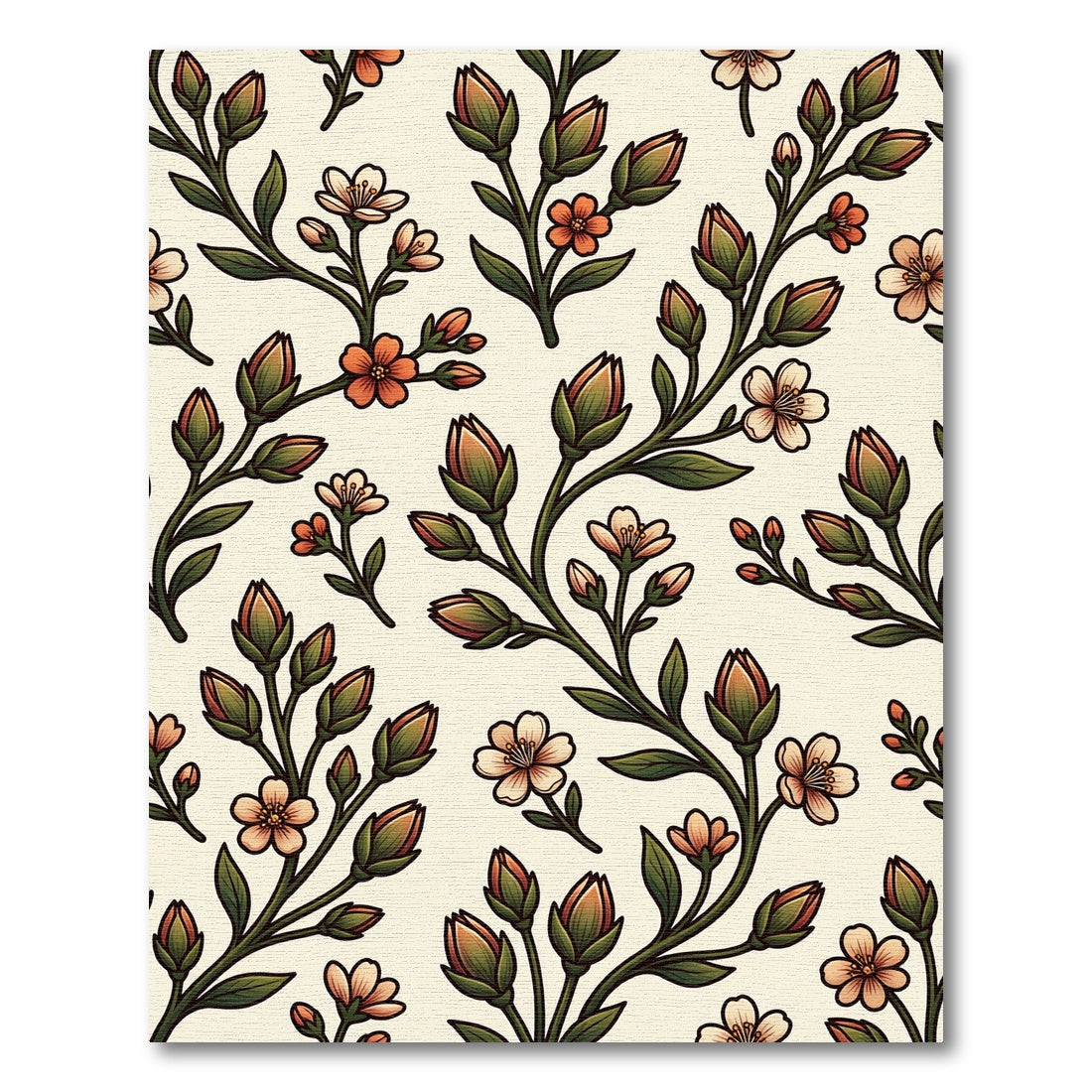 Coral Peach Blossom Branches Rug