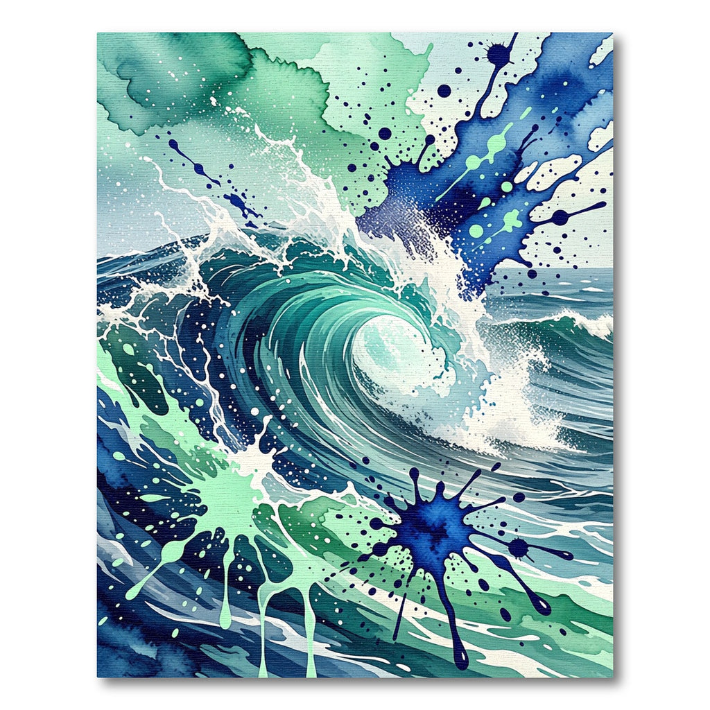 Abstract Teal Blue Ocean Wave Rug