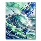 Abstract Teal Blue Ocean Wave Rug