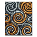 Modern Golden Gray Swirl Abstract Art Rug